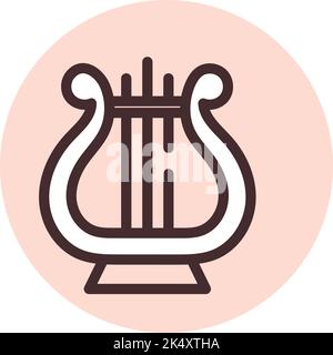 Small Music harp, illustration, vector on a white background. Stock Vector