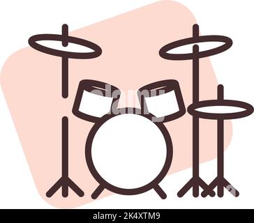Music drums, illustration, vector on a white background. Stock Vector