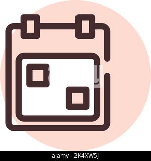 Phone calender, illustration, vector on a white background. Stock Vector