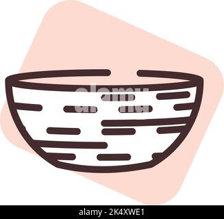 Clay bowl, illustration, vector on a white background. Stock Vector