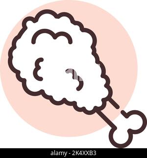 Restaurant fried chicken drum, illustration, vector on a white background. Stock Vector