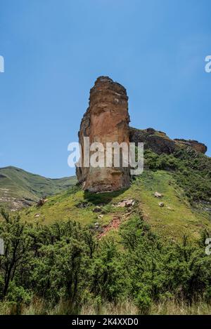 The Brandwag Buttress (Sentinel) in Golden Gate Highlands National Park, South Africa viewed from the road Stock Photo