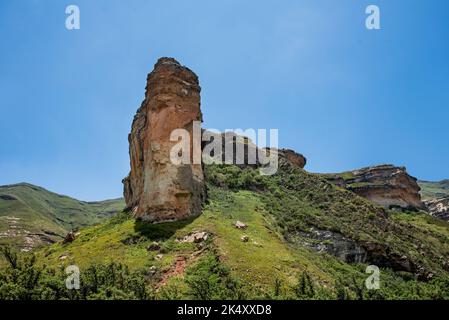 The Brandwag Buttress (Sentinel) in Golden Gate Highlands National Park, viewed from the front. Near Clarens, South Africa Stock Photo