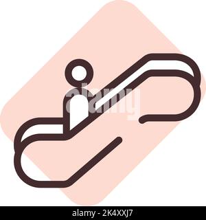 Shopping mall escalator, illustration, vector on a white background. Stock Vector