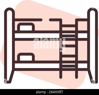Bunk sleeping bed, illustration, vector on a white background. Stock Vector