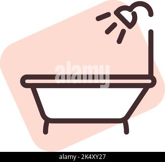 Bath Tub and Shower Icon Vector Illustration Stock Vector Image & Art ...