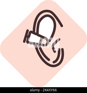 Ear plug, illustration, vector on a white background. Stock Vector