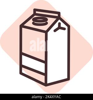 Box of milk, illustration, vector on a white background. Stock Vector