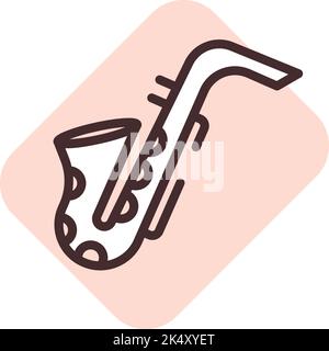 Saxophone music, illustration, vector on a white background. Stock Vector