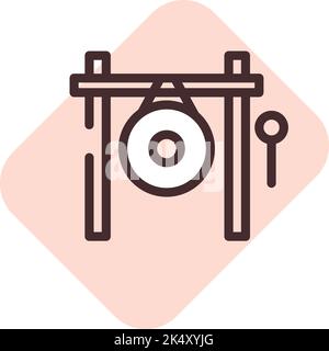 Gong music, illustration, vector on a white background. Stock Vector