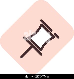 Pin icon, illustration, vector on a white background. Stock Vector