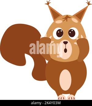 Frightened squirrel, illustration, vector on a white background. Stock Vector