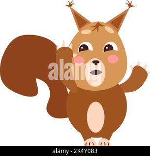 Embarrassed squirrel, illustration, vector on a white background. Stock Vector