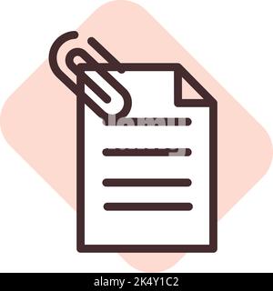 Memo paper with paperclip for office paperwork. Fastener, paperclip ...
