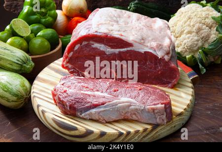 Raw steak , sirloin steak, contrafilé Stock Photo