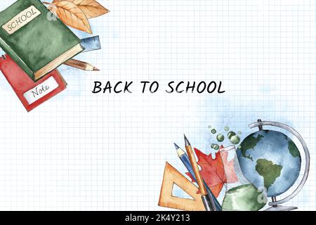 watercolor back school background vector design illustration Stock Vector