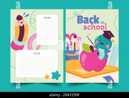 cartoon back school card template vector design illustration Stock Vector