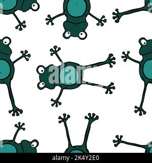 Animals cartoon seamless doodle frogs pattern for wrapping paper and ...