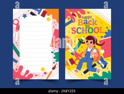 cartoon back school card template vector design illustration Stock Vector