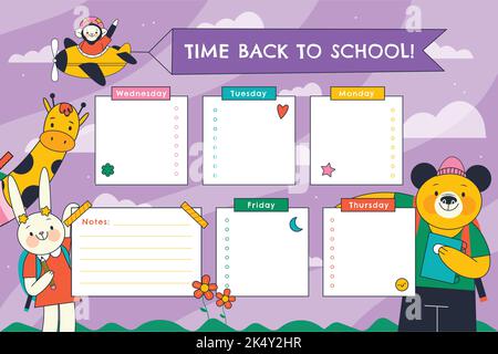 back school timetable template vector design illustration Stock Vector ...