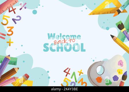 watercolor back school background vector design illustration Stock Vector