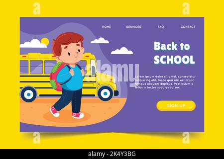 back school landing page template vector design illustration Stock Vector
