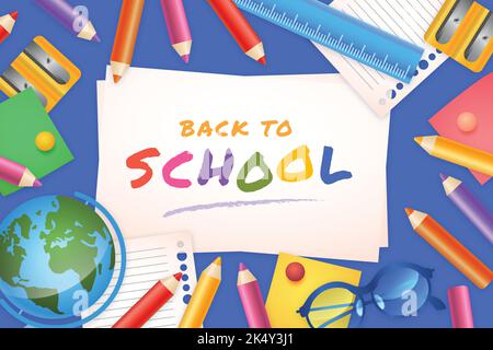 realistic back school background vector design illustration Stock Vector