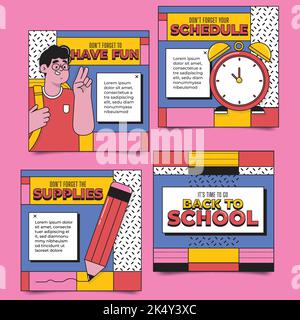 flat back school banners collection vector design illustration Stock Vector