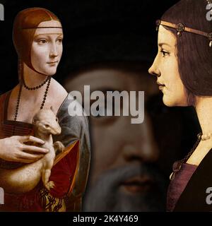 The pictorial masterpieces of the brilliant painter, sculptor and scientist, Leonardo Da Vinci. Stock Photo