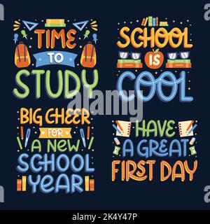colorful back school lettering set vector design illustration Stock Vector