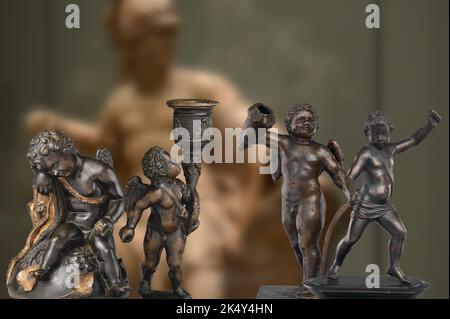 Depiction of authentic statues of ancient Rome of Cupid god of divine love Stock Photo