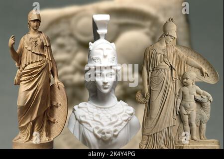 Depiction of authentic statues of ancient Rome of the goddess Minerva the goddess of wisdom Stock Photo