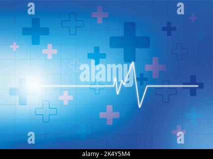 Background on the medical theme with pulse and cross Stock Vector