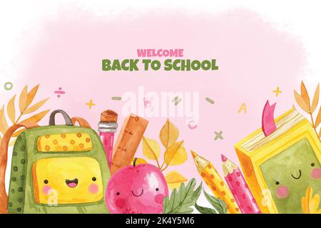 watercolor back school background vector design illustration Stock Vector