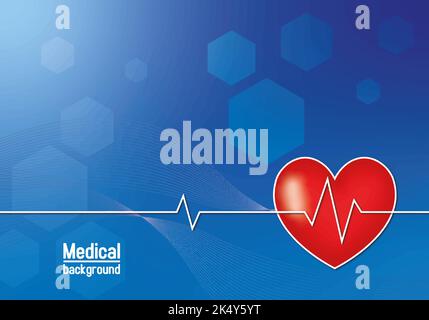 medical background with red heart in illustration and vector  Stock Vector