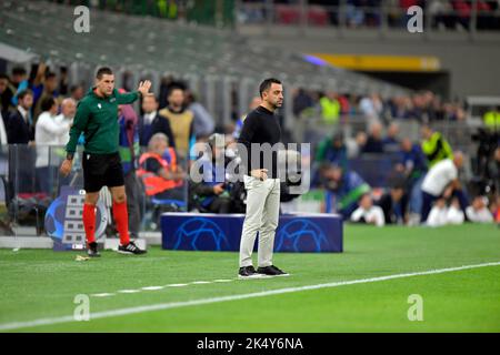 Milano, Italy. 04th Oct, 2022. Head coach Xavi Hernandez of Barcelona seen during the UEFA Champions League match between Inter and Barcelona at Giuseppe Meazza in Milano. (Photo Credit: Gonzales Photo/Alamy Live News Stock Photo