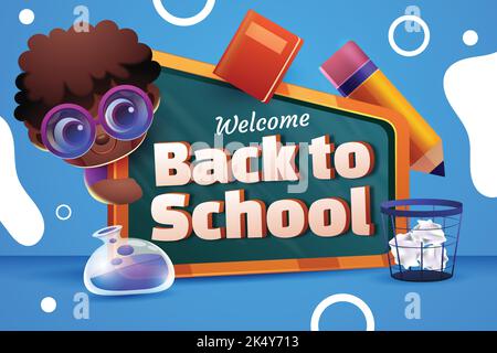 realistic back school background vector design illustration Stock Vector