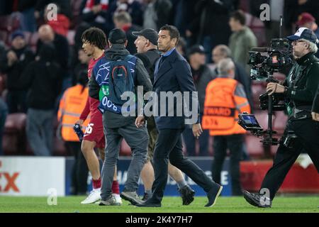 Liverpool, UK. 04th Oct, 2022. Giovanni van Bronckhorst manager of Rangers after the UEFA Champions League match Liverpool vs Rangers at Anfield, Liverpool, United Kingdom, 4th October 2022 (Photo by James Heaton/News Images) Credit: News Images LTD/Alamy Live News Stock Photo