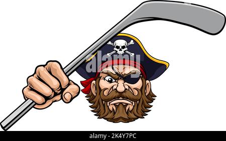 Pirate sports logo mascot hockey Royalty Free Vector Image