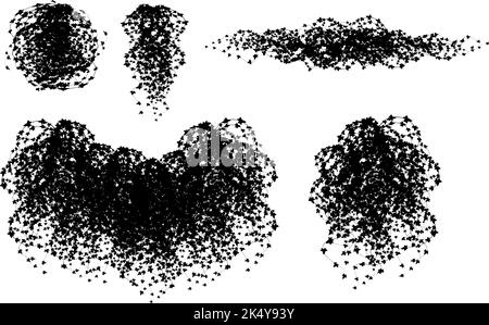 Realistic garden shrub, seasonal bush, boxwood, tree crown bush foliage.Set of ornamental black plant in the form of a hedge.For decorate of a park, a garden or a fence. Stock Vector