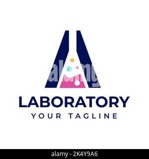 Letter A Colored Bubble Bottle Science Laboratory, Can be used for Business, Science, Health, Medical, Laboratory, Chemistry, and Nature Logos. Logo D Stock Vector