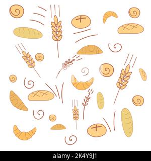 bread pattern of spikelets and bread products Stock Vector