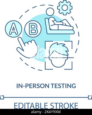 In-person testing turquoise concept icon Stock Vector