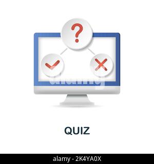 Quiz icon. 3d illustration from e-learning collection. Creative Quiz 3d icon for web design, templates, infographics and more Stock Vector