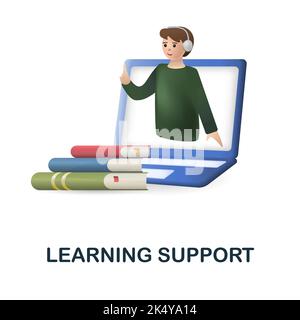 Learning Support icon. 3d illustration from e-learning collection. Creative Learning Support 3d icon for web design, templates, infographics and more Stock Vector