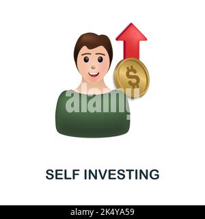 Self Investing icon. 3d illustration from economic collection. Creative Self Investing 3d icon for web design, templates, infographics and more Stock Vector
