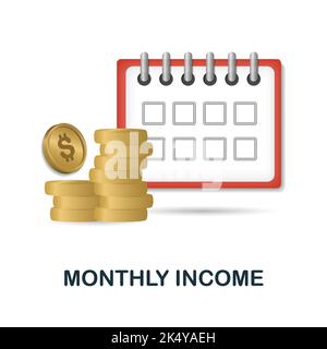 Monthly Income icon. 3d illustration from economic collection. Creative Monthly Income 3d icon for web design, templates, infographics and more Stock Vector