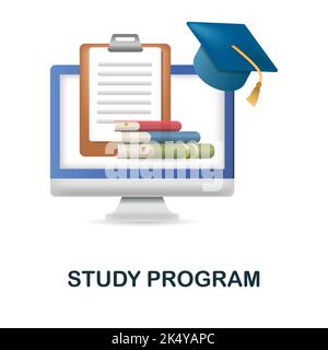 Study Program icon. 3d illustration from e-learning collection. Creative Study Program 3d icon for web design, templates, infographics and more Stock Vector