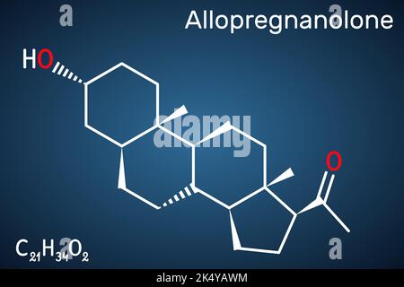 Allopregnanolone, brexanolone molecule. It is naturally occurring ...