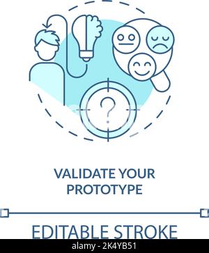 Validate your prototype turquoise concept icon Stock Vector